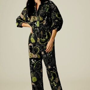 FARM Rio Canvas Jumpsuit in Borogodo Green, Size S